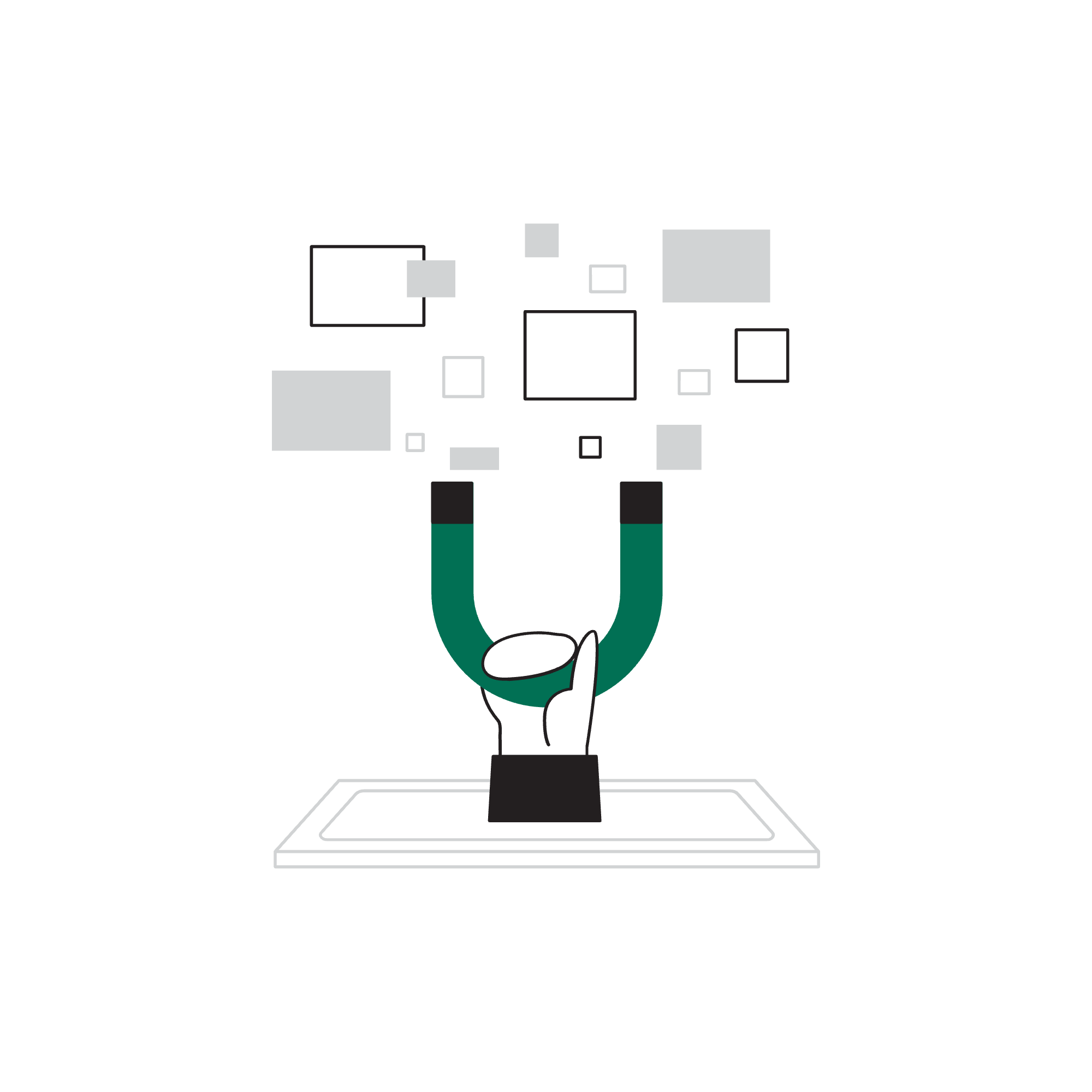 Illustration of records being gathered into a dataset